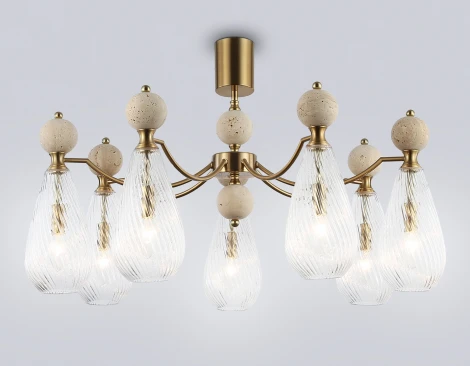 Потолочная люстра на штанге с травертином Ambrella Ceramo Modern LH53287