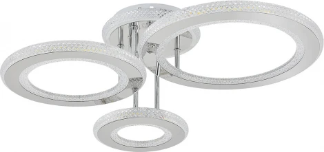 Потолочная люстра светодиодная с таймером Escada Venus 10297/3LED BL 73Вт, с ПДУ, металл/акрил, хром/прозрачный (220V, кольцо)