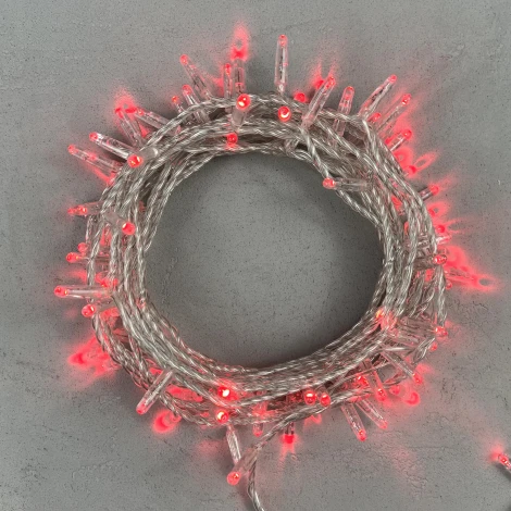 Гирлянда Нить с колпачком 10м красная 220В, 100 LED, провод прозрачный ПВХ, IP65 Laitcom PST100CAP-10-2R