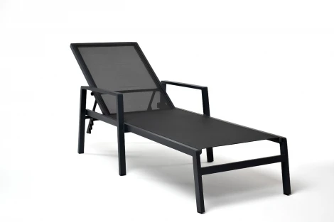 "Парма" шезлонг из алюминия темно-серый (RAL7024) муар, ткань текстилен серая 4SIS арт.УТ-00007159