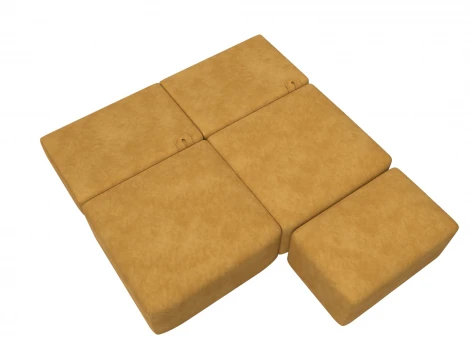 Диван прямой модульный с пуфом Лига-060 НПБ (ЛДСП,Брус,Фанера/Пластик/Велюр/Желтый) Лига Диванов 129669