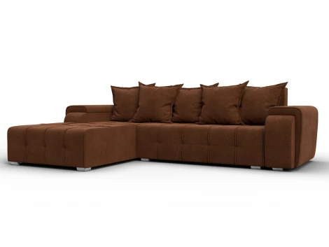 Диван угловой Лига-121 левый угол (ДСП,Брус,Велюр/Терракотовый) Лига Диванов 137353L