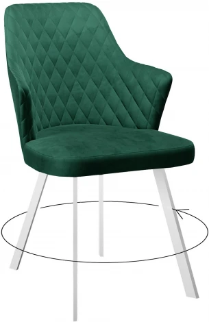 Стул 245 поворотный, К13 изумруд, ножки белые Dikline 00-00064392