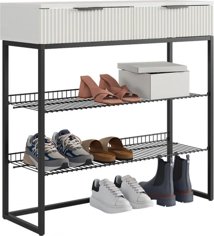 Обувница Классная 1 Mebelson (ЛДСП,Металл/Светлое дерево,Белый,Черный) арт.172188,3323