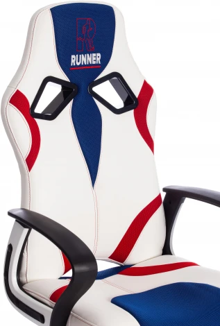 Кресло RUNNER кож/зам/ткань, белый/синий/красный, 36-01/10/08 Tetchair 12266