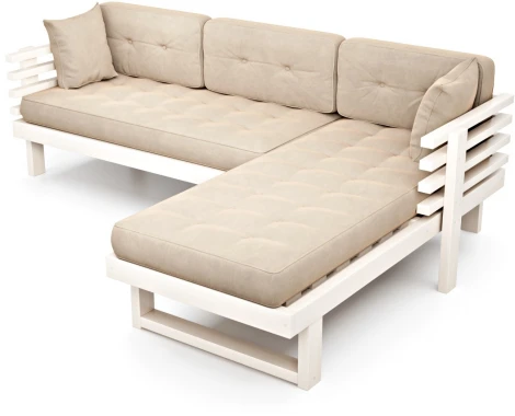 Диван Arsko Стоун Угловой беленый дуб светло-бежевый велюр