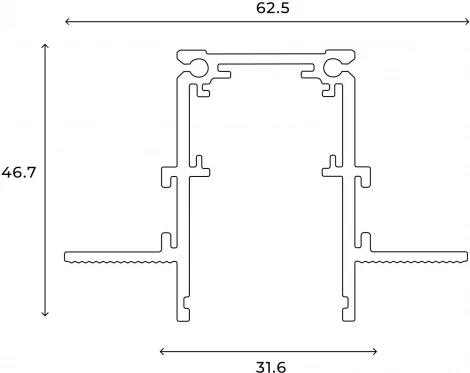 Шинопровод встраиваемый магнитный 48В 2м Hesby Lighting ElDeko HSBL_0061