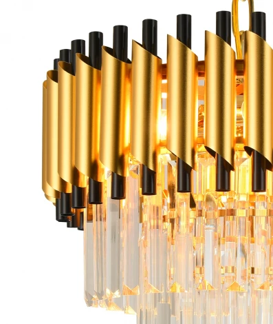 Подвесная люстра каскадная Natali Kovaltseva Darian 76017/5C GOLD (220V, хрусталь, на цепи)