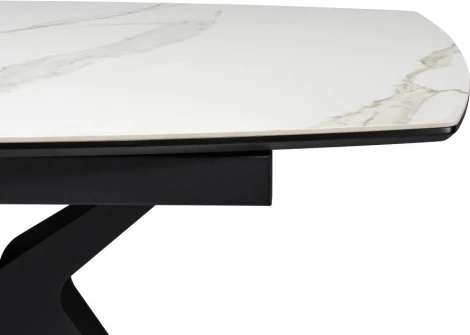 Керамический стол Notta Риполь 140(180)х80 белый мрамор snow white / черный арт.614247
