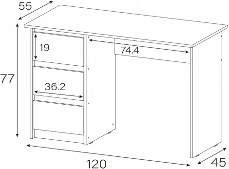 Компьютерный стол Woodville Идена СТП06-1200 120х55х77 ЛДСП белое / ЛДСП белое
