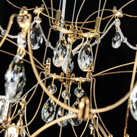 Подвесная люстра светодиодная хрустальная с пультом с регулировкой цветовой температуры Modelux MODELUX ML.7815.600P GD