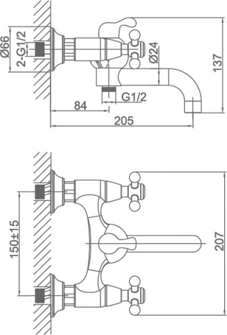Смеситель D&K Hercules Hessen DA1423241 для ванны с душем
