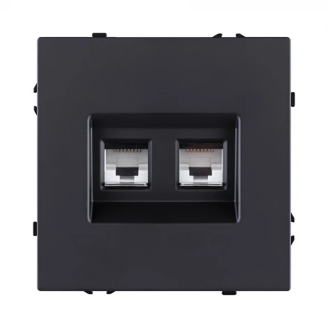 Розетка двойная Ethernet RJ45 черный матовый Kollinger Eclipse EC-018BK