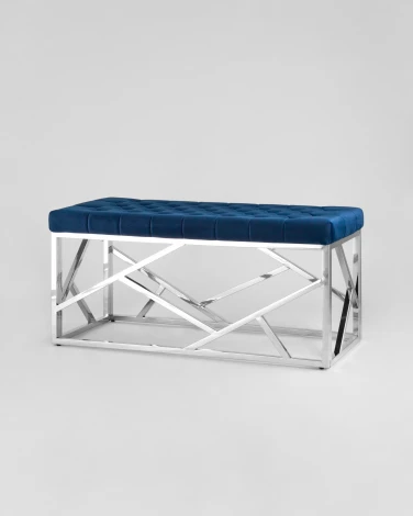 Банкетка-скамейка Stool Group АРТ ДЕКО велюр синий сталь серебро УТ000001880