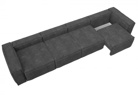 Диван прямой Лига-081 НПБ МегаЛонг (ДСП/Пластик/Велюр/Темно-серый) Лига Диванов 130295