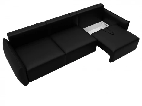 Диван прямой Лига-051 НПБ Лонг (ЛДСП,Брус,Фанера/Пластик/Экокожа/Черный) Лига Диванов 129884
