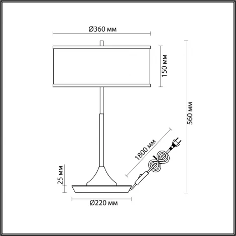 Настольная лампа Odeon Light Bergi 5064/2T античн.бронза/серо-беж./металл/натур.камен."шпон" E27 LED 2*10W (220V, выключатель, круглые)