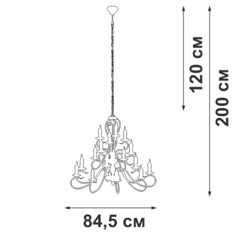 Подвесная люстра Vitaluce V1859-1/16, 16xE14 макс. 40Вт (220V, на цепи, подсвечник, свеча)
