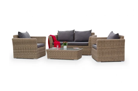 Лаунж-зона из искусственного ротанга, цвет соломенный 4SIS Капучино Сингл KSS2C2T-4-SET