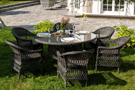 "Эспрессо–150 S" обеденная группа плетеная, цвет графит 4SIS арт.УТ-00007676