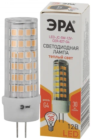 Лампочка светодиодная G4 5W ЭРА LED JC-5W-12V-CER-827-G4