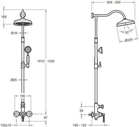 Душевая стойка Jacob Delafon Cleo 1889 E24311-CP