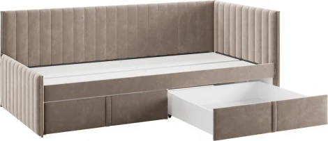 Кровать с ящиками Твикс (Тахта) 90х200 см Mebelson (ДСП,Велюр/Латте) арт.171564,2763