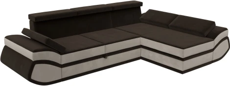 Диван угловой Лига-032 правый угол (Коричневый,Бежевый/Микровельвет) Лига Диванов арт.121654