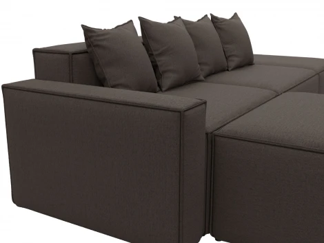 Диван угловой модульный Лига-063 угол левый (ДСП/Пластик/Рогожка/Коричневый) Лига Диванов 129784L