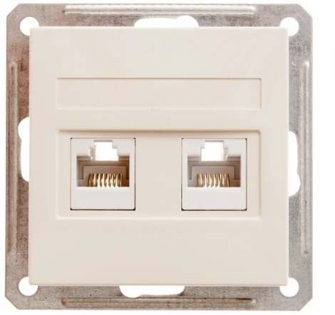 Розетка встраиваемая двойная Ethernet RJ-45 (слоновая кость) Systeme Electric W59 RSI-251KK5E-2-86