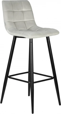 Стул барный Dobrin NICOLE (черные матовые ножки, светло-серый велюр (108-52))