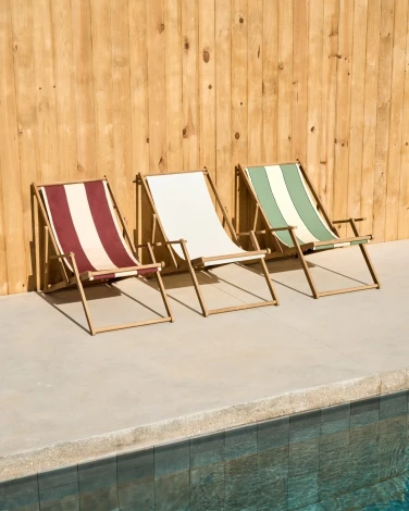 Vilara Складной шезлонг для улицы в полоску бордового и бежевого цвета La Forma (ex Julia Grup) арт.262375