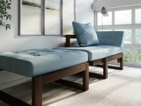 Кресло Arsko Амбер орех голубая рогожка