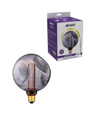 Лампочка светодиодная диммируемая прозрачный/серый шар E27 4,5W Hiper Vein HL-2241