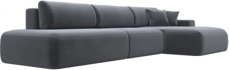 Диван угловой Лига-036 НПБ Модерн Лонг правый угол (Серый/Велюр) Лига Диванов арт.121429