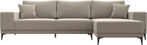 Диван угловой Льюес правый (Бежевый/Микровельвет) Лига Диванов арт.122402