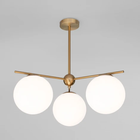 Потолочная люстра на штанге Eurosvet Marbella 60147/3 латунь (220V, шар)