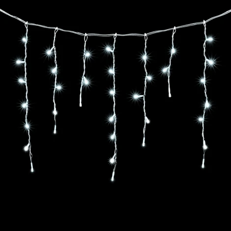 Гирлянда Бахрома 3,1 x 0,5 м Белая с Мерцанием Белого Диода 220В, 150 LED, Провод Прозрачный ПВХ, IP54