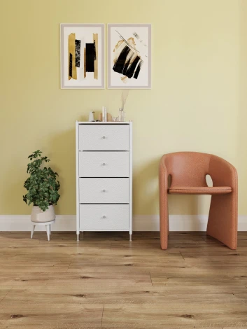 Комод Leset Нирита/Хайди, 4 ящика, Белый (Сталь,Экокожа/Белый) арт.2500000209673