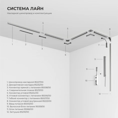 Трековый светильник магнитный светодиодный 10W 48V 3000K (никель) Elektrostandard Line Magnetic 85525/01