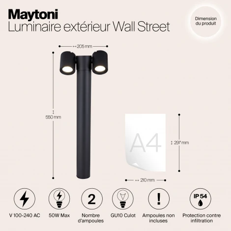 Наземный светильник Maytoni Wall Street O010FL-02B (220V, IP54)