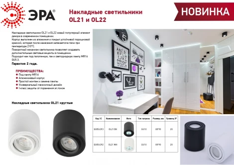 Точечный светильник ЭРА OL22 BK (220V)