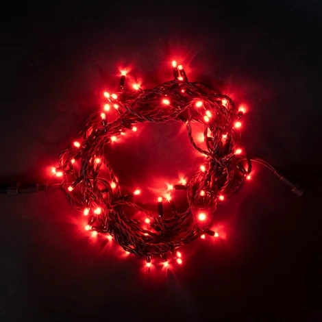 Гирлянда Нить 10м Красная 220В, 75 LED, Провод Черный Каучук, IP65