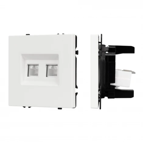 Механизм сдвоенной компьютерной розетки SCT-NOBE-MPC2-SFPL-WH (RJ-45, CAT6) (Arlight) 054312