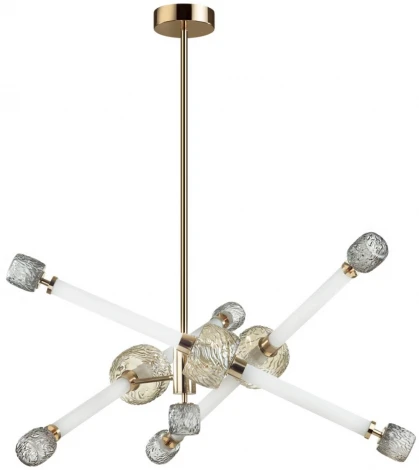 Потолочная люстра на штанге Odeon Light Kliff 5426/54CL золотой/белый/дымчатый/коньячный/металл/стекло/акрил LED 54W 3000K (220V)
