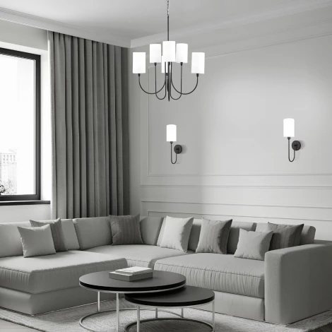 Подвесная люстра Wi-Fi Eurosvet Abbey 60164/6 черный (220V, управление смартфоном, голосовое управление, умный дом - Minimir Home, Алиса, Маруся, Салют, на цепи)