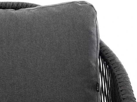 "Верона" диван 3-местный плетеный из роупа, каркас алюминий темно-серый (RAL7024) муар, роуп темно-серый круглый, ткань темно-серая 027 4SIS арт.УТ-00007143