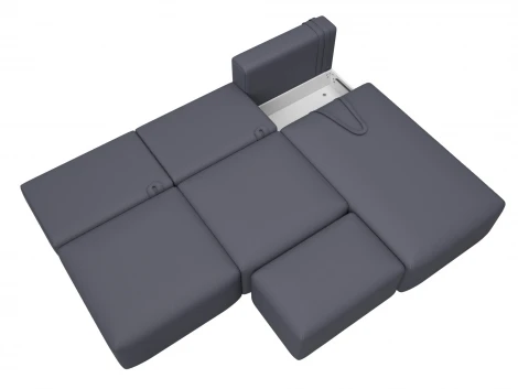 Диван угловой модульный с пуфом Лига-060 НПБ Лонг угол универсальный (ЛДСП,Брус,Фанера/Пластик/Экокожа/Серый) Лига Диванов 130071