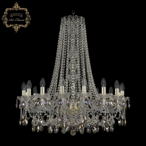 Подвесная большая люстра Art Classic 11.25 11.25.16.300.h-92.Gd.Sp.K801 (220V, хрусталь, на цепи, подсвечник, свеча)