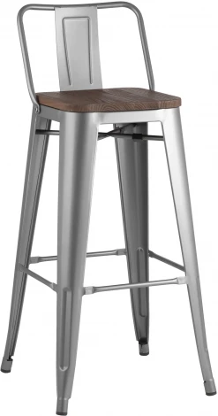 Стул барный Stool Group TOLIX WOOD со спинкой серебристый матовый УТ000000696